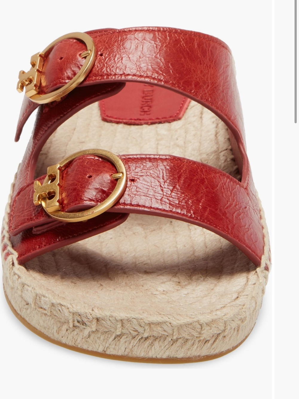 ✨ Tory Burch✨ Selby Two-Band Red Leather Espadrille Slide Sandals – Size 8M - Picture 6 of 12